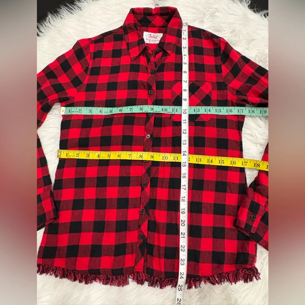 Justice Girl Red and Black Plaid Shirt Size 14